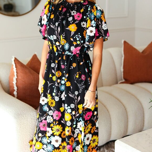 New Midi Floral Print Dress -Size Small - Picture 6 of 10